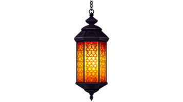 Ornate lantern with glowing patterns, cut out transparent png