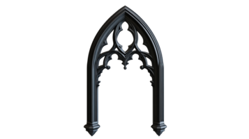 Ornate gothic window frame design element, isolated background, cut out transparent png