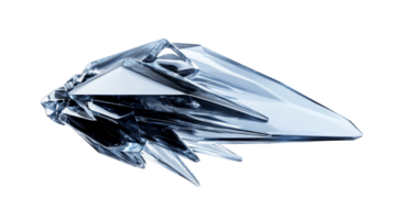 Complex translucent crystal structure with sharp edges, cut out transparent png