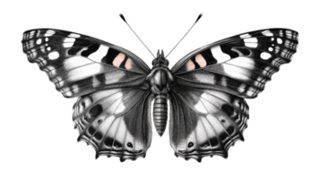 Butterfly illustration with intricate details and isolated design , cut out transparent png