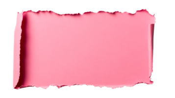Torn pink paper texture with rough edges design element, cut out transparent png