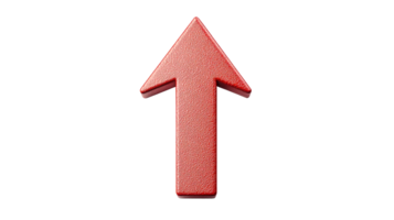 Textured Red Arrow Pointing Upward on Black Backdrop, cut out transparent png