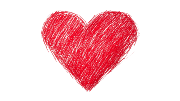 vermelho coração desenhado com colori lápis, amor símbolo ,corte Fora transparente png