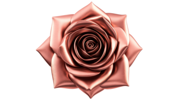 Metallic rose with intricate petals on dark backdrop, cut out transparent png