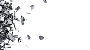 Abstract metallic debris pattern, sharp edges, dark background, cut out transparent png