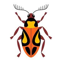 Stylized, cartoonish beetle with unique and colorful design. Hand drawn trendy flat style. Simple, Minimalist design, clean lines modern flat style. Ideal for nature designs, childrens illustrations vector