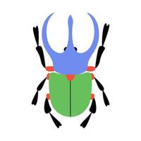 Stylized beetle. Bug with unique and colorful design. Hand drawn trendy flat style. Ideal for educational materials, childrens books, decorative illustrations, insect themed decorative purposes vector