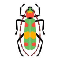 Stylized beetle with unique and colorful design. Hand drawn trendy flat style. Simple, Minimalist design, clean lines modern flat style. Ideal for nature designs and childrens illustrations vector