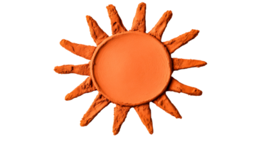 Sun-shaped earth pigment creation against black background, cut out transparent png