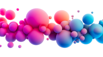Gradient bubbles, colorful spheres, 3D rendering, abstract background, cut out transparent png