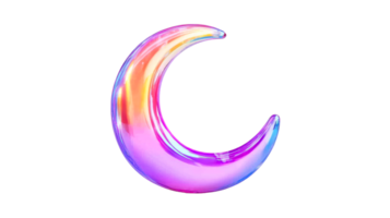 Luminous crescent shape with iridescent colors, cut out transparent png