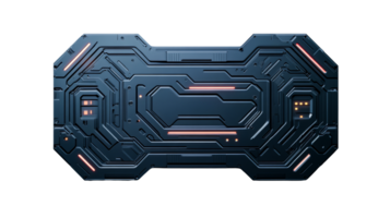 Sci-fi panel structure with intricate circuit design, cut out transparent png