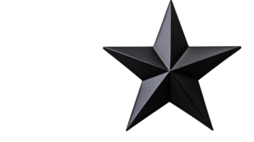 Decorative black star with a matte finish, isolated , cut out transparent png