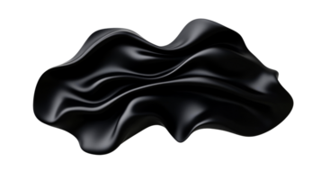 Elegant dark glossy fabric, draped, curves and glossy shine, cut out transparent png