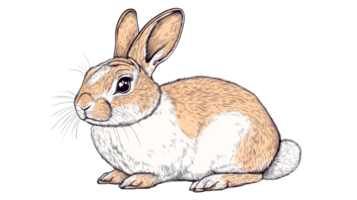 Elegant rabbit with a charming expression, cut out transparent png