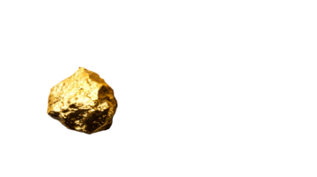 Shiny golden nugget with textured surface, cut out transparent png