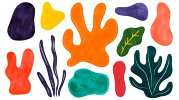 colorida abstrato formas, orgânico elementos, plano Projeto estilo, cortar Fora transparente png