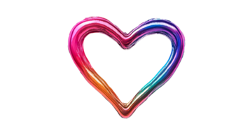 Metallic heart-shaped frame, colorful, gradient and shiny, cut out transparent png