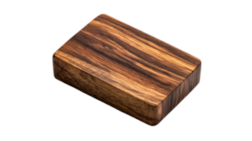 Rectangular, wooden block on black background, striped pattern, cut out transparent png