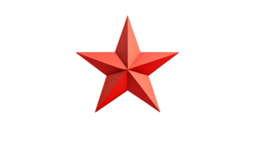 Red, star, three-dimensional, render, 3D, geometrical, shape, object, cut out transparent png