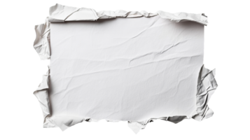 Torn white paper poster background texture design element, cut out transparent png