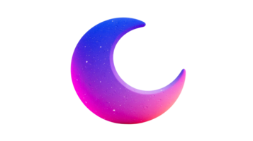 Crescent moon with celestial surface texture, glowing gradient , cut out transparent png