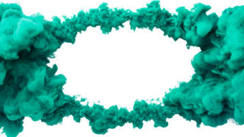 Emerald smoke forms oval frame. Dynamic swirls and vibrant color , cut out transparent png