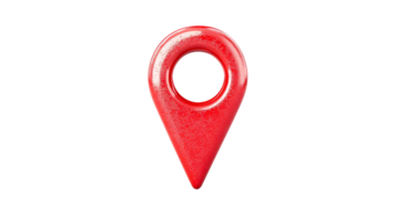 Red map pointer with texture surface in middle, cut out transparent png