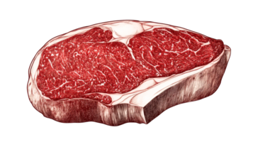 Wagyu ribeye steak drawing for design projects, cut out transparent png