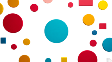 Abstract geometric background with circles and squares, cut out transparent png