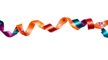 Festive Curling Ribbons in Bold Colors and Confetti, cut out transparent png
