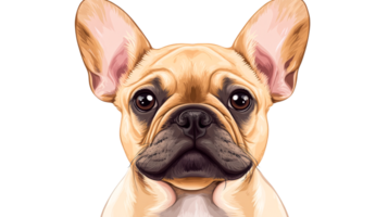 Portrait of a tan French Bulldog with large ears, cut out transparent png