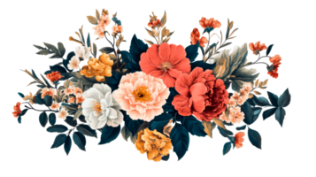 Elegant Floral Arrangement with Peonies and Leaves, cut out transparent png