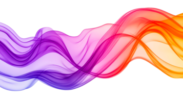 Flowing gradient ribbons, colorful smooth wavy lines, abstract background, cut out transparent png