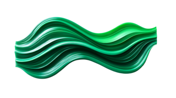 Flowing vibrant green waves, abstract design element, cut out transparent png