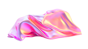 Flowing iridescent textile abstract form, cut out transparent png