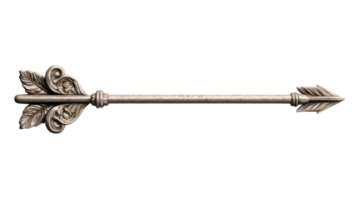 Decorative arrow, metal, antique design,isolated object, cut out transparent png