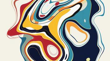 Artistic abstract shapes in fluid motion. Colorful art composition with abstract shapes and lines in liquid slow motion video