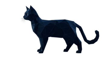 Stylized black cat in geometric design with transparent background png