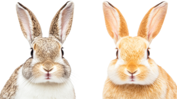 Colorful rabbits with unique expressions on transparent bg png