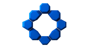 Geometric blue shapes arranged in a circular pattern with transparency png