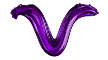 Purple liquid creating a flowing V shape on a transparent background png