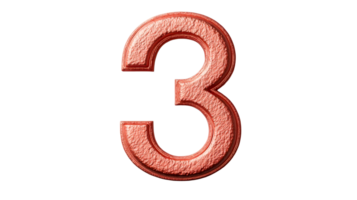 Stylish three in a 3D rose gold texture with transparent background png