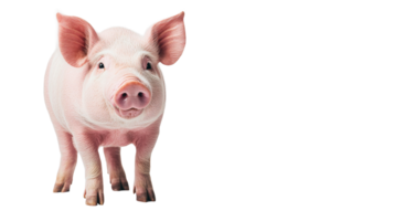 Happy pig standing on transparent background looking at camera png