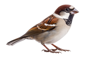 Sparrow with striking plumage on a transparent background png