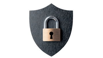 Secure shield lock design with transparent background for digital use png