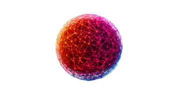 Digital sphere with colorful interconnected lines glowing in space png