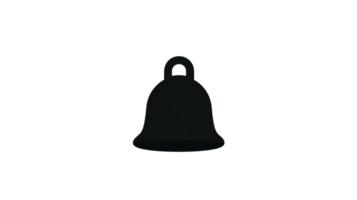 Black bell with ring silhouette, simple shape illustration, cut out transparent png