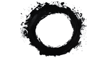 Grunge circle paint stroke texture element on background, cut out transparent png
