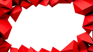 Red polygonal frame on black backdrop for designs , cut out transparent png